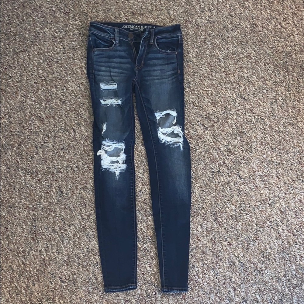 AEO Dark Wash Ripped Jeggings